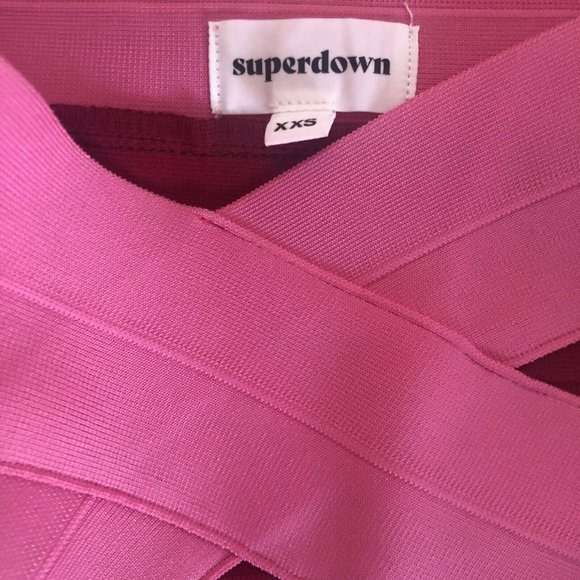 Superdown Pinky Mini Dress Pink Multi Bandage Off Shoulder - Picture 7 of 7